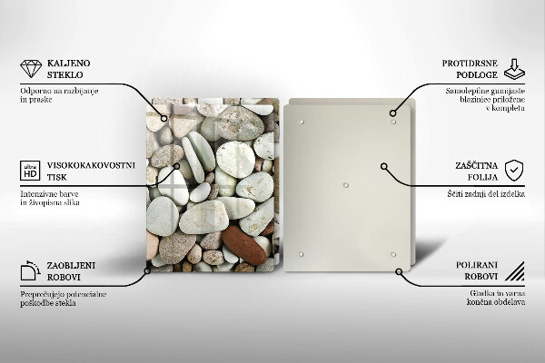 Tábua de corte de vidro Fundo de pequenas pedras