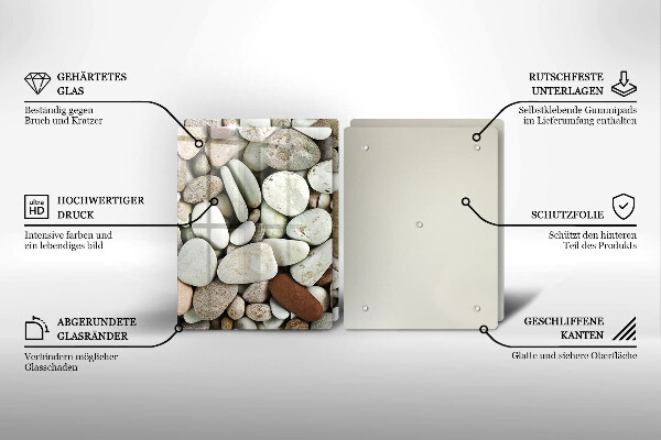 Tábua de corte de vidro Fundo de pequenas pedras