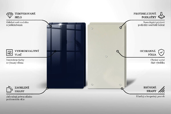 Tábua de cortar de vidro Cor azul marinho