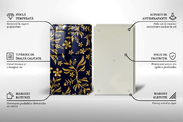 Tábua para cozinha Motivo de flor dourada