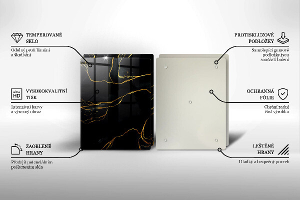 Tábua de vidro Mármore preto