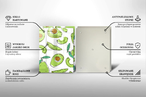 Tábua de corte de vidro Abacate e pêra