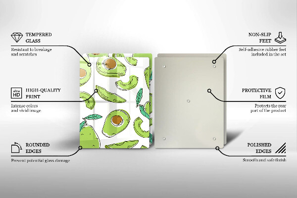 Tábua de corte de vidro Abacate e pêra