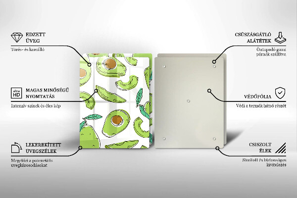 Tábua de corte de vidro Abacate e pêra