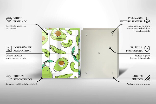 Tábua de corte de vidro Abacate e pêra