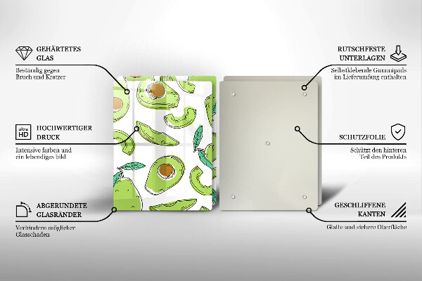 Tábua de corte de vidro Abacate e pêra