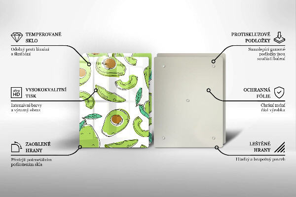 Tábua de corte de vidro Abacate e pêra