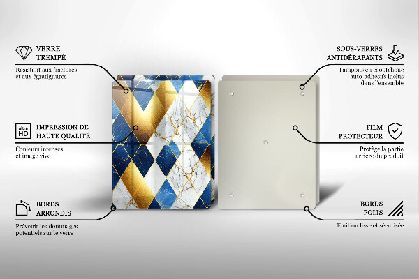 Tábua para corte Mármore losango dourado