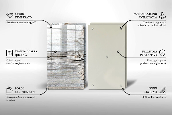 Tábua de corte de vidro Estrutura de madeira leve