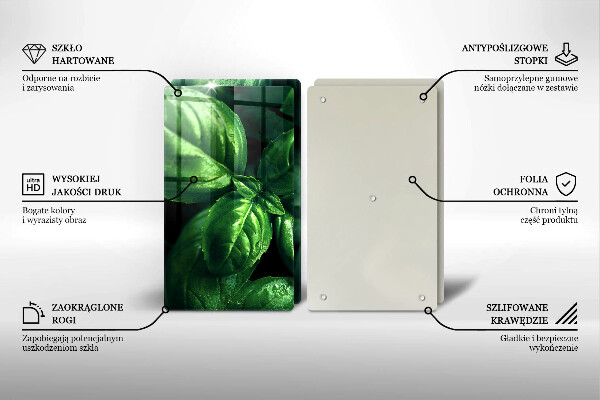 Tábua de vidro Folhas de manjericão