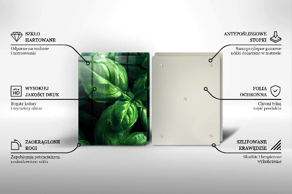 Tábua de vidro Folhas de manjericão