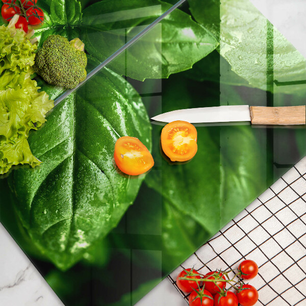 Tábua de vidro Folhas de manjericão