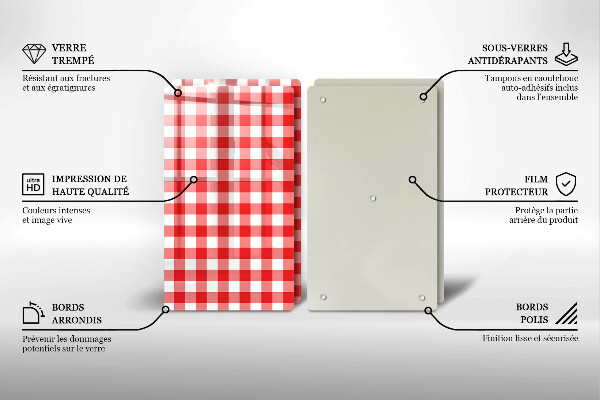 Tábua corte Xadrez vermelho e branco