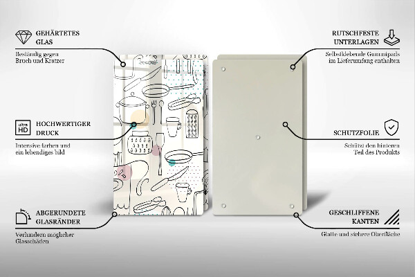 Tábua de corte de vidro Acessórios de cozinha