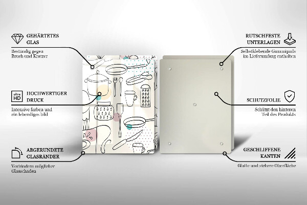 Tábua de corte de vidro Acessórios de cozinha