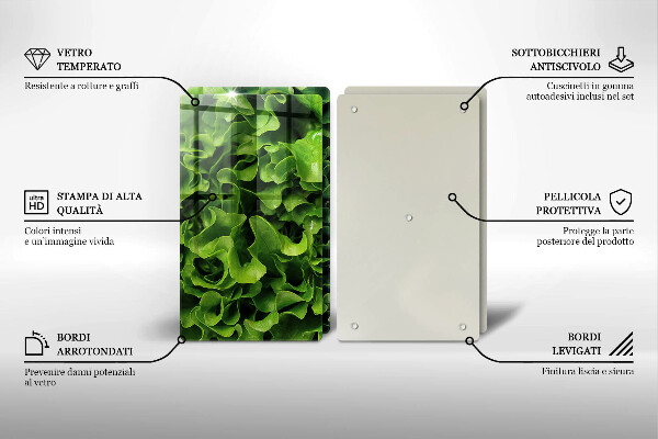 Tábua de cortar de vidro Folhas de alface verde