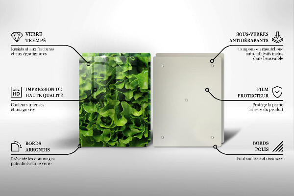 Tábua de cortar de vidro Folhas de alface verde