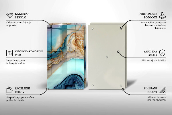 Tábua de vidro Mármore multicolorido