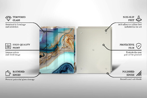 Tábua de vidro Mármore multicolorido