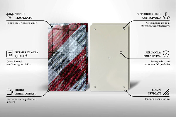 Tábua de cortar alimentos Xadrez vermelho e branco