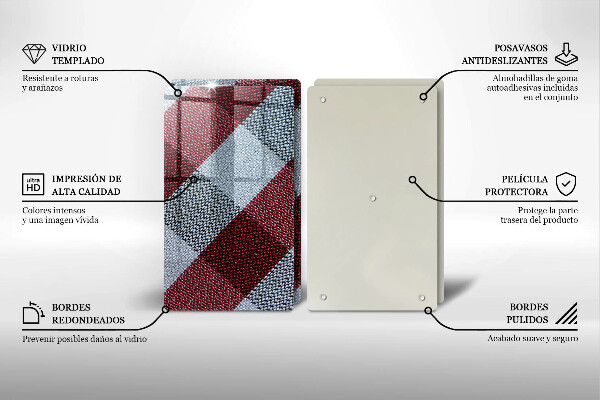 Tábua de cortar alimentos Xadrez vermelho e branco