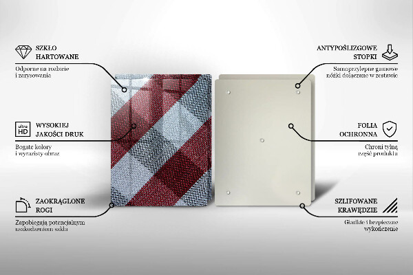 Tábua de cortar alimentos Xadrez vermelho e branco