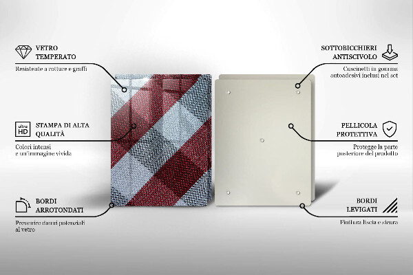 Tábua de cortar alimentos Xadrez vermelho e branco