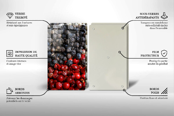 Tábua de cortar de vidro Pimenta preta