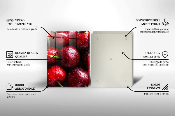 Tábua de vidro Close-up de cerejas