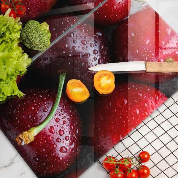 Tábua de vidro Close-up de cerejas