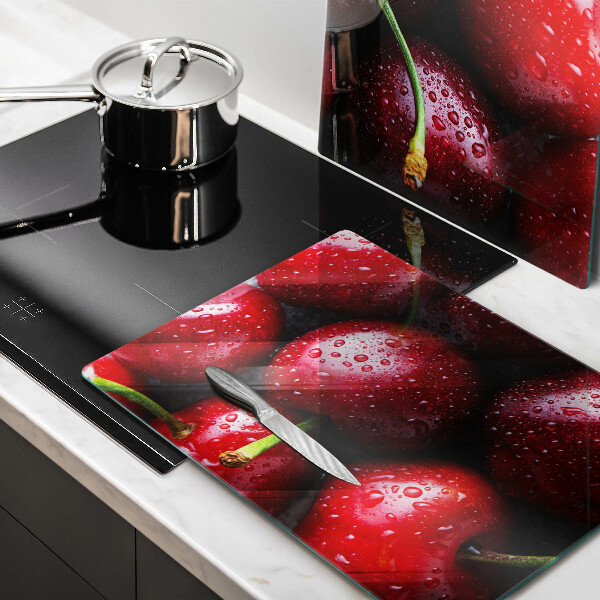 Tábua de vidro Close-up de cerejas