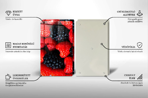 Tábua de corte de vidro Framboesas e amoras