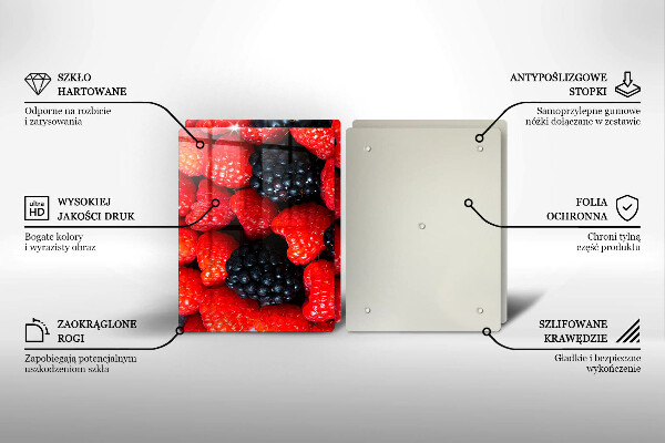 Tábua de corte de vidro Framboesas e amoras