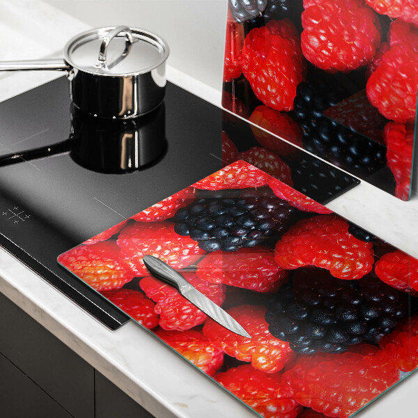 Tábua de corte de vidro Framboesas e amoras