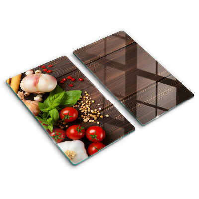 Tábua de cortar de vidro Vegetais na mesa