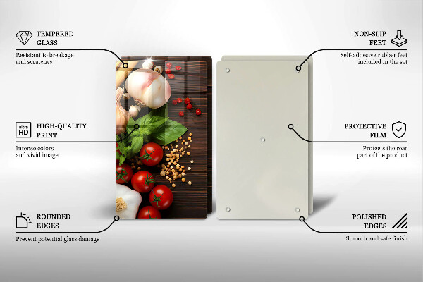 Tábua de cortar de vidro Vegetais na mesa