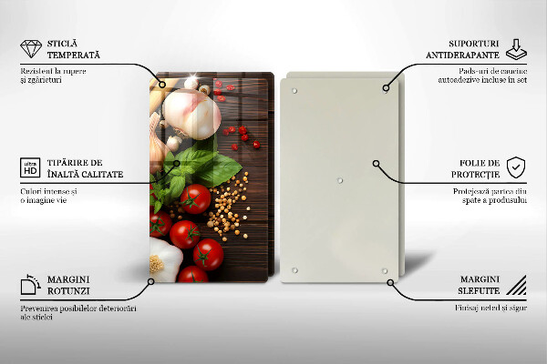 Tábua de cortar de vidro Vegetais na mesa