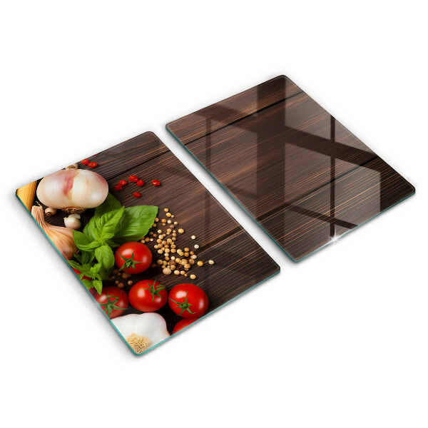 Tábua de cortar de vidro Vegetais na mesa