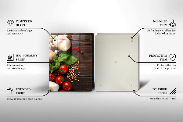 Tábua de cortar de vidro Vegetais na mesa