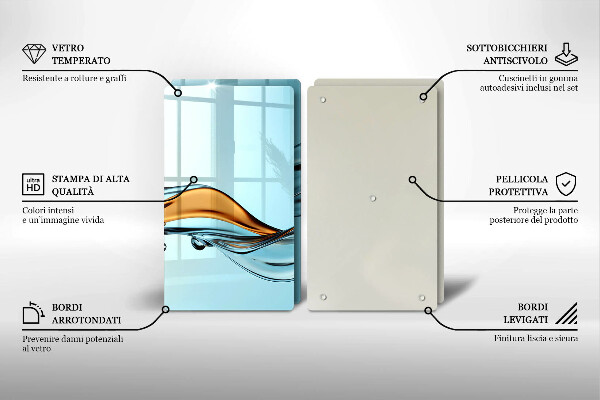 Tábua de vidro Água sobre fundo azul