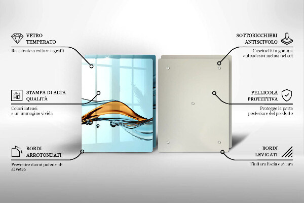 Tábua de vidro Água sobre fundo azul