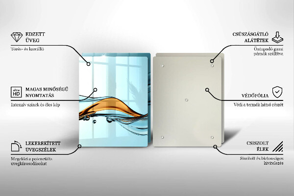 Tábua de vidro Água sobre fundo azul