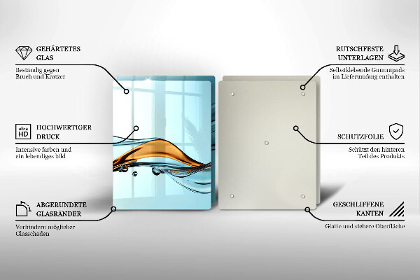Tábua de vidro Água sobre fundo azul