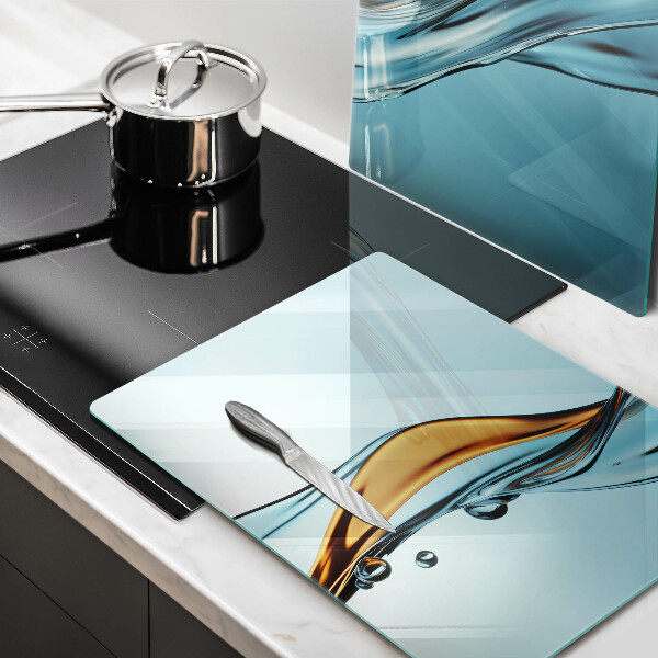 Tábua de vidro Água sobre fundo azul