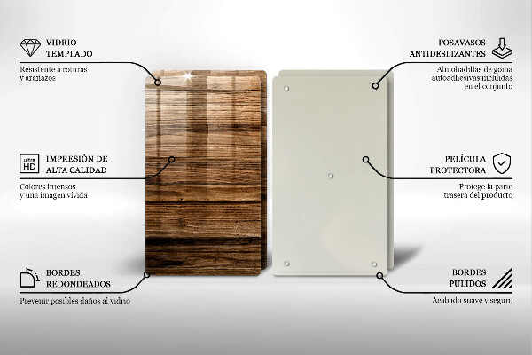 Tábua de cortar de vidro Textura de madeira