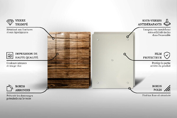 Tábua de cortar de vidro Textura de madeira