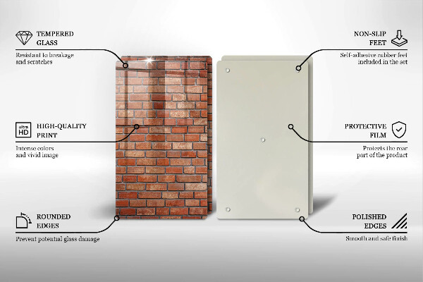 Tábua de cortar de vidro Parede de tijolos