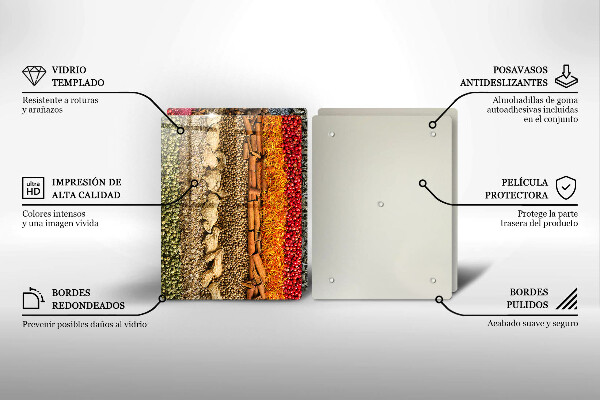 Tábua corte Especiarias coloridas