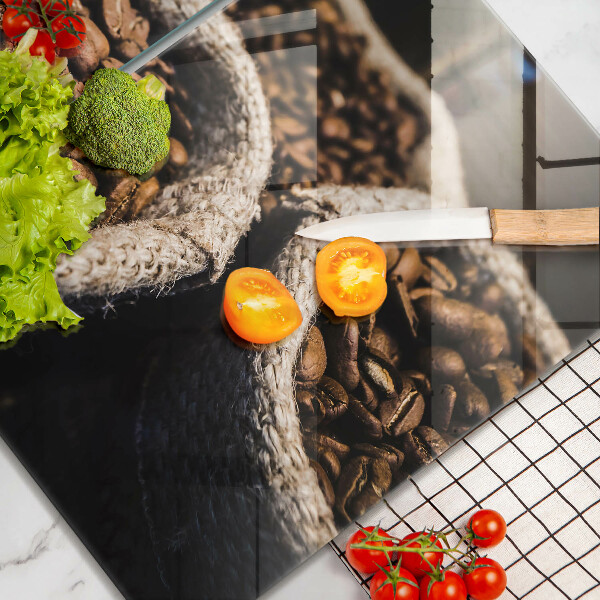 Tábua de corte de vidro Sacos de grãos de café