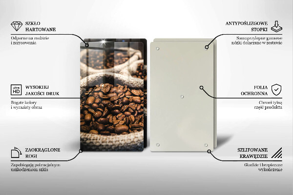 Tábua de corte de vidro Sacos de grãos de café